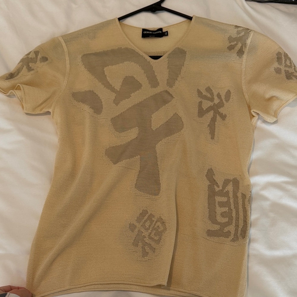 Giorgio Armani Beige Graphic Short Sleeve Tee